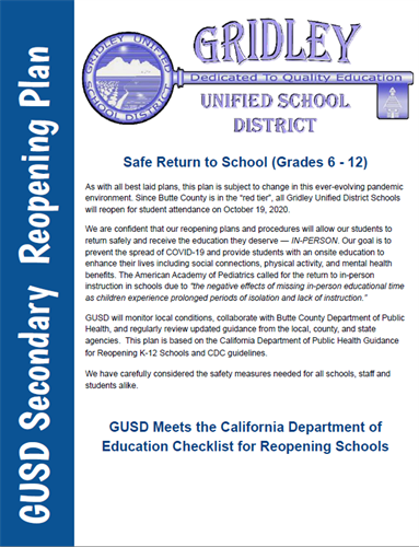 Secondary Reopening Plan